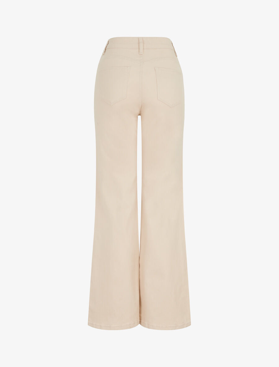 Jean coupe ample taille haute - Beige clair - 2