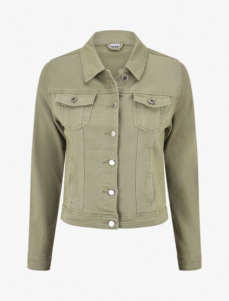 Veste en jean ajustée - Kaki - 1