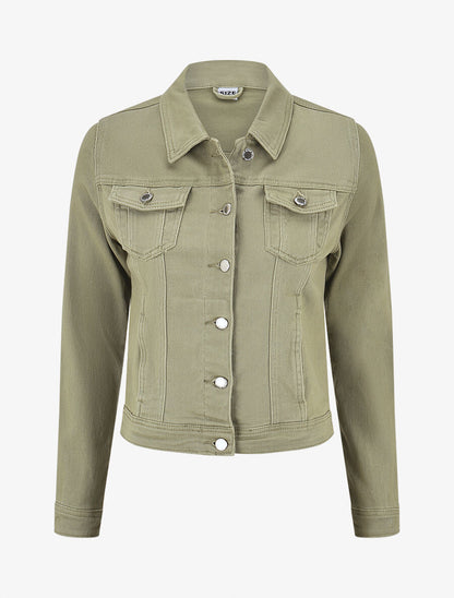 Veste en jean ajustée - Kaki - 1