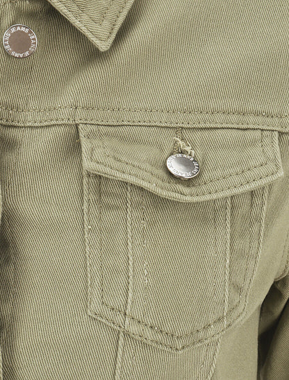 Veste en jean ajustée - Kaki - 3