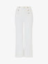 Jean à boutons décoratifs coupe flare - Blanc - 4