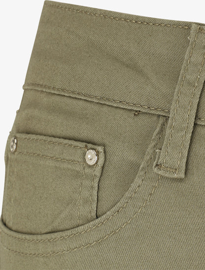 Jean droit basique taille haute - Kaki - 3