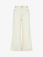Jean ample taille haute style pont - Beige - 1
