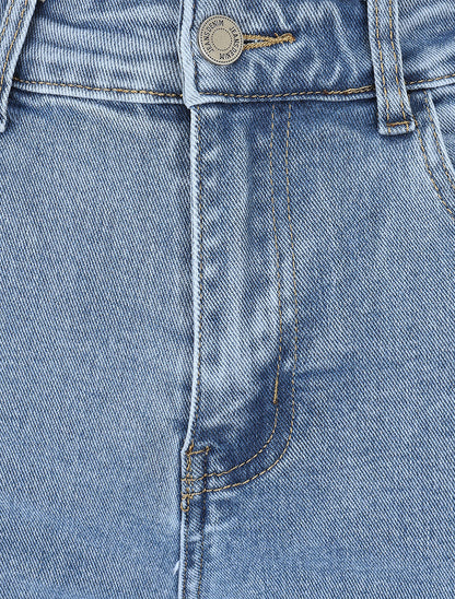Jean taille haute coupe évasée - Bleu - 3