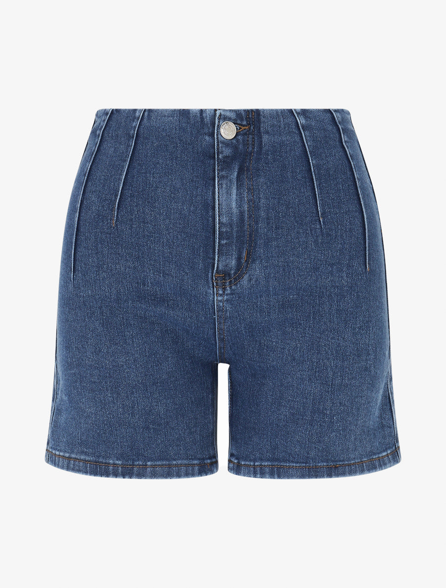 Short en jean basique taille haute - Bleu - 1