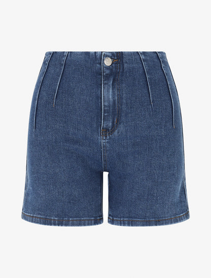 Short en jean basique taille haute - Bleu - 1