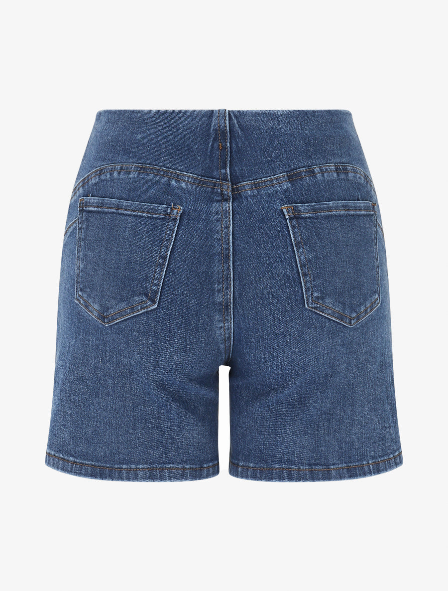 Short en jean basique taille haute - Bleu - 2
