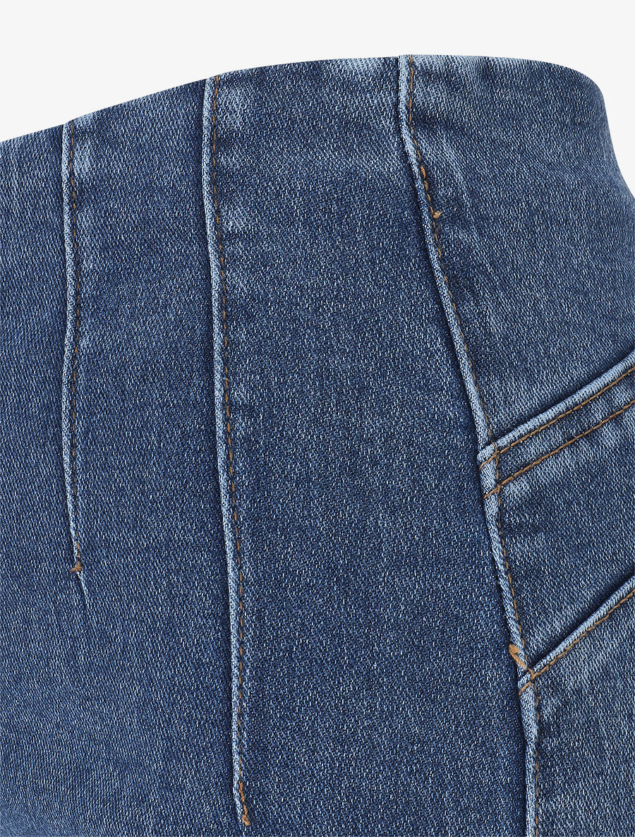 Short en jean basique taille haute - Bleu - 3