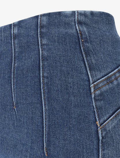 Short en jean basique taille haute - Bleu - 3