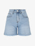 Short en jean taille haute à bords effilochés - Bleu clair - 1