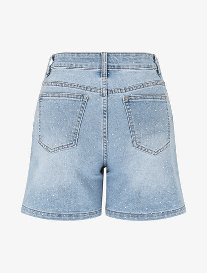 Short strassé en jean - Bleu - 2