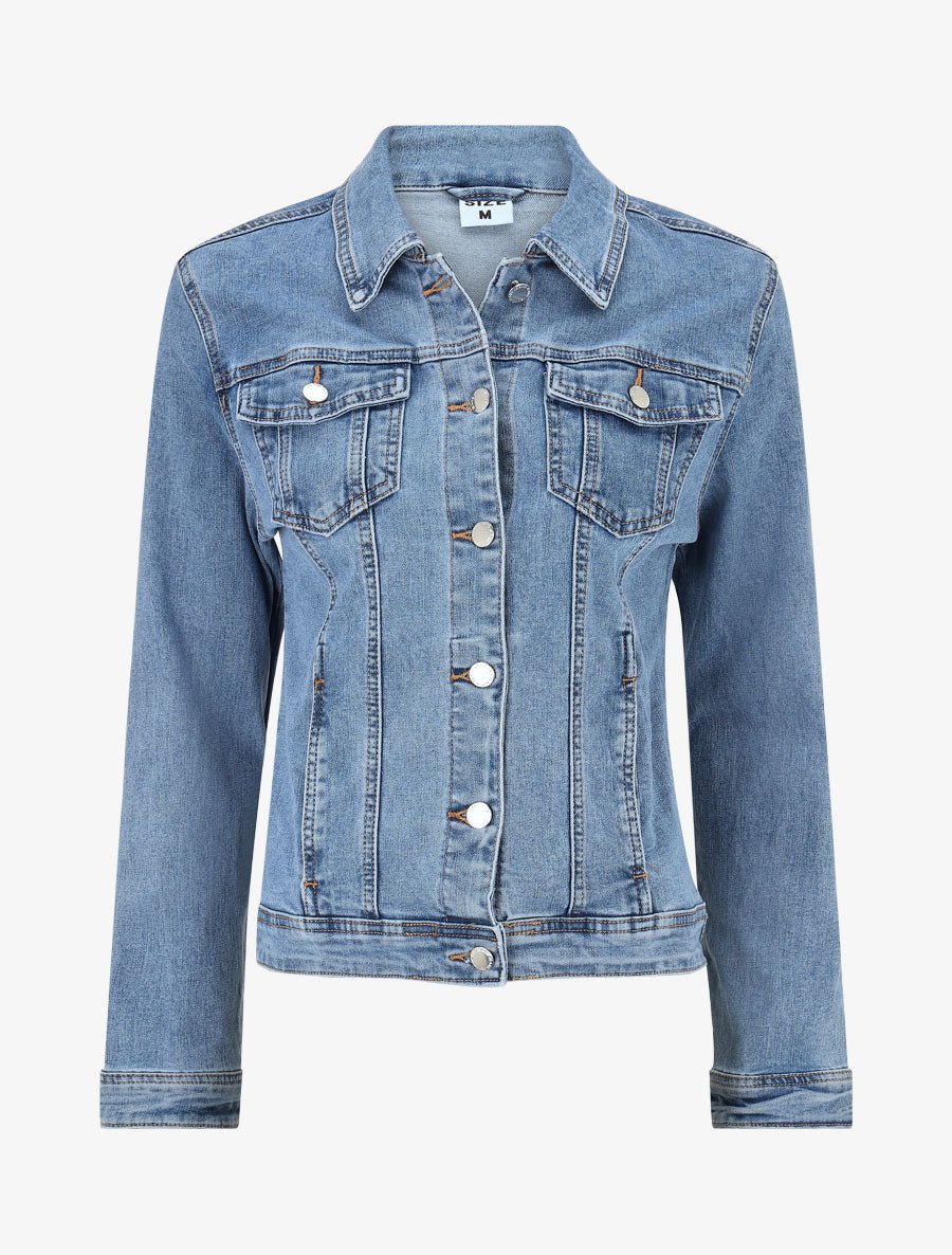 Veste en jean droite - Bleu - 1