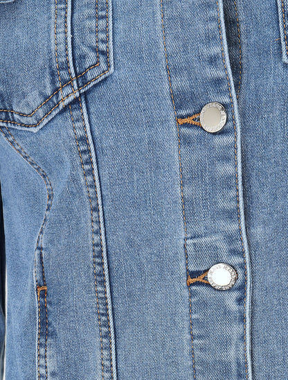 Veste en jean droite - Bleu - 3