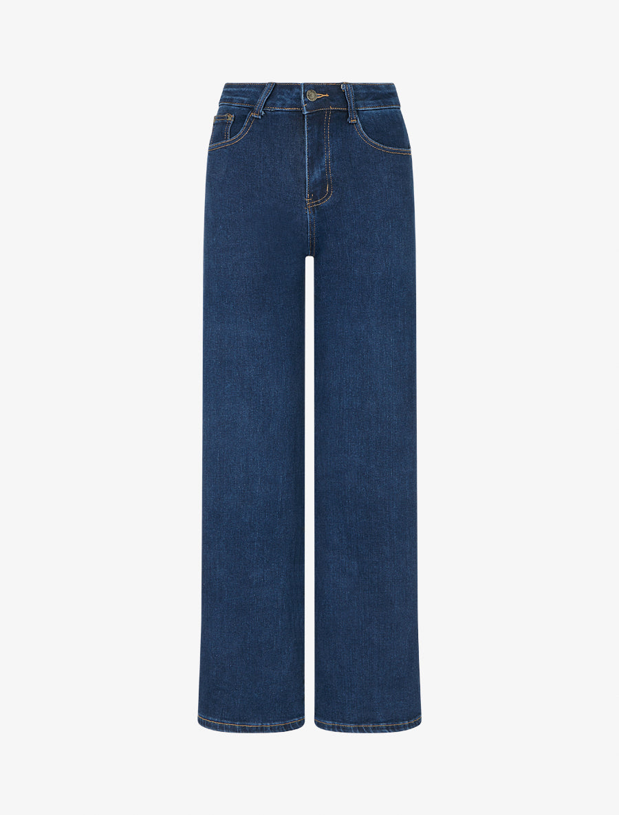 Jean ample en coton mélangé - Bleu brut - 1