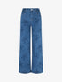 Jean droit taille standard à motif fleuri - Bleu - 1