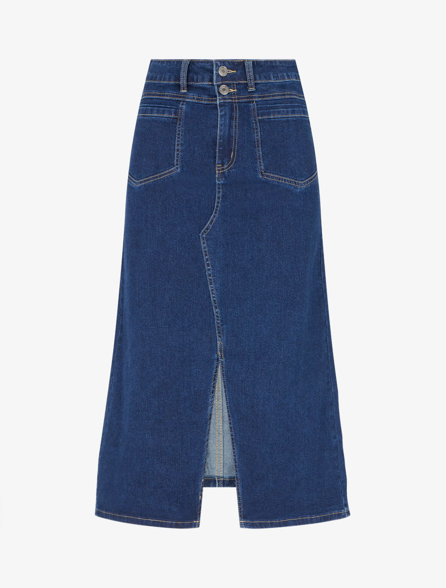 Jupe longue en jean grande taille - Bleu denim - 1