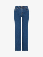 Jean wide leg à fine ceinture assortie - Denim - 1