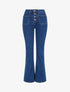 Jean flare boutonné à taille haute - Bleu brut - 1