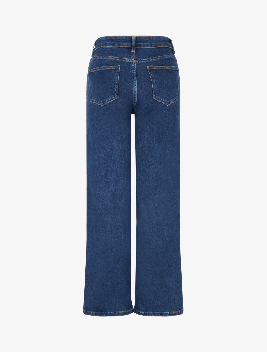 Jean wide leg à 4 poches coupe droite - Bleu - 2