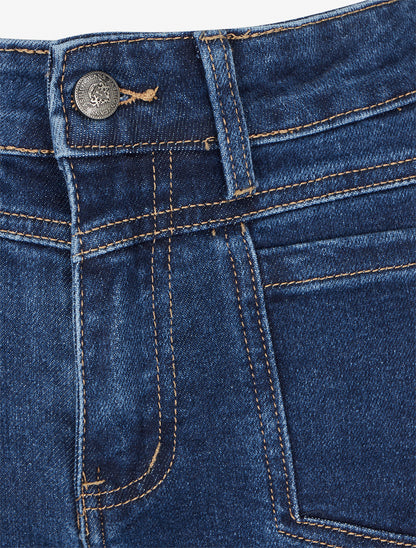 Jean wide leg à 4 poches coupe droite - Bleu - 3