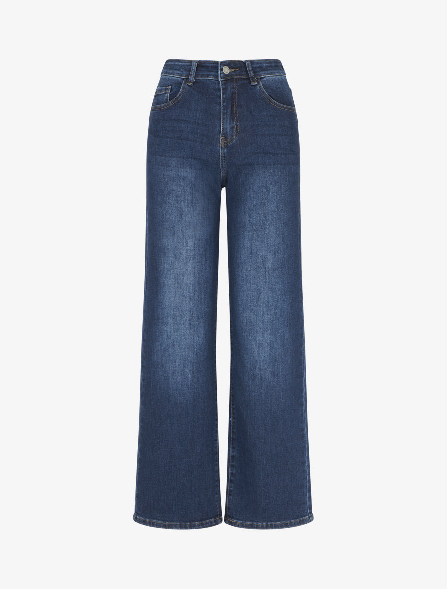 Jean droit à taille haute - Bleu - 1