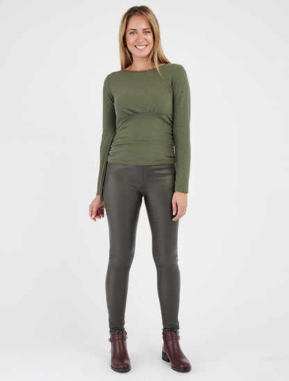 Jean push up enduit coupe skinny - Kaki