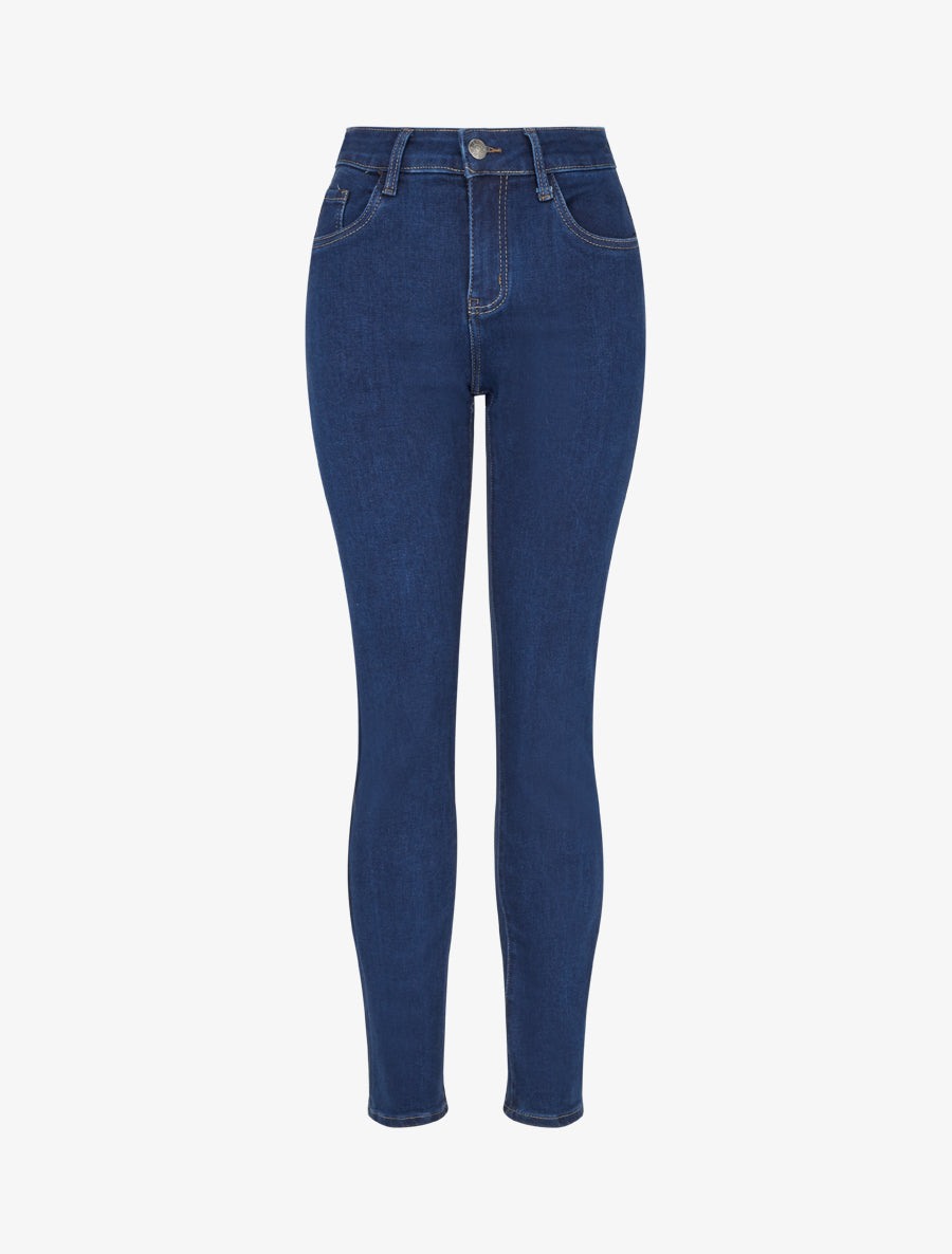 Jean slim taille haute - Bleu - 1