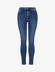 Jean skinny push up délavé - Bleu - 1