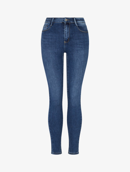 Jean skinny push up délavé - Bleu - 1