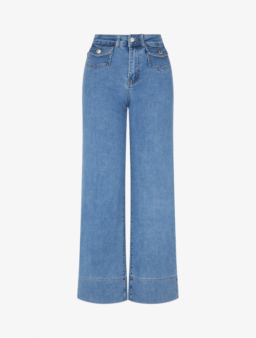 Jean ample à poches plaquées - Bleu clair - 1