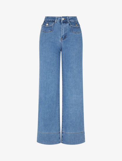 Jean ample à poches plaquées - Bleu clair - 1