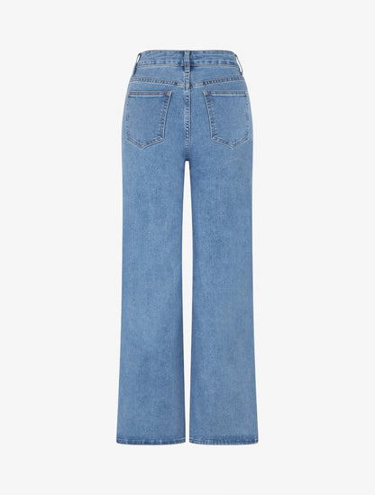 Jean ample push-up à boutonnage croisé - Bleu clair - 2