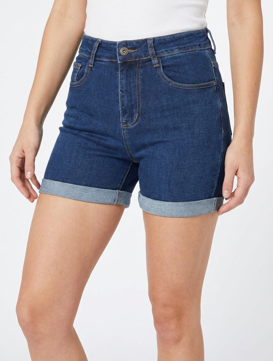 Short en jean taille standard - Bleu