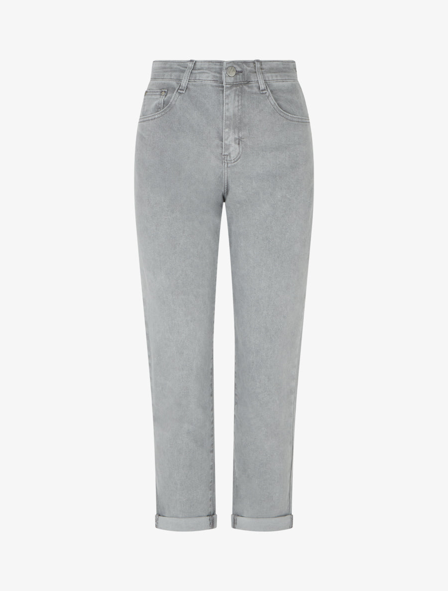 Jean à revers coupe mom fit - Gris - 1