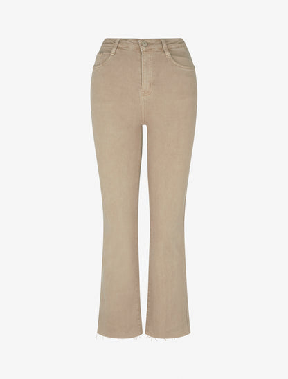 Jean flare taille haute à bords francs - Beige - 1