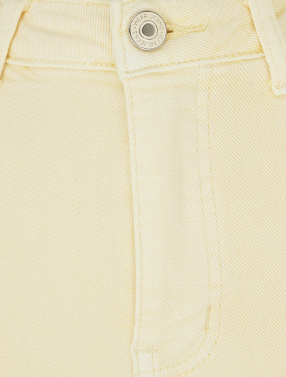 Jean flare taille haute à bords francs - Jaune pastel - 3