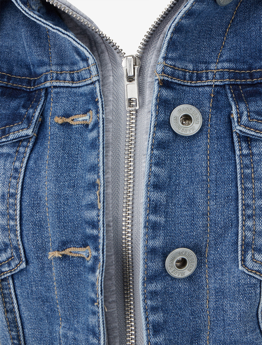 Veste en jean à capuche - Bleu - 3