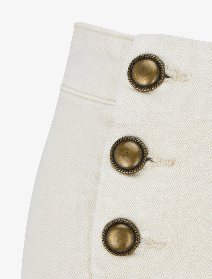 Jean droit style pantalon à pont - Beige - 3