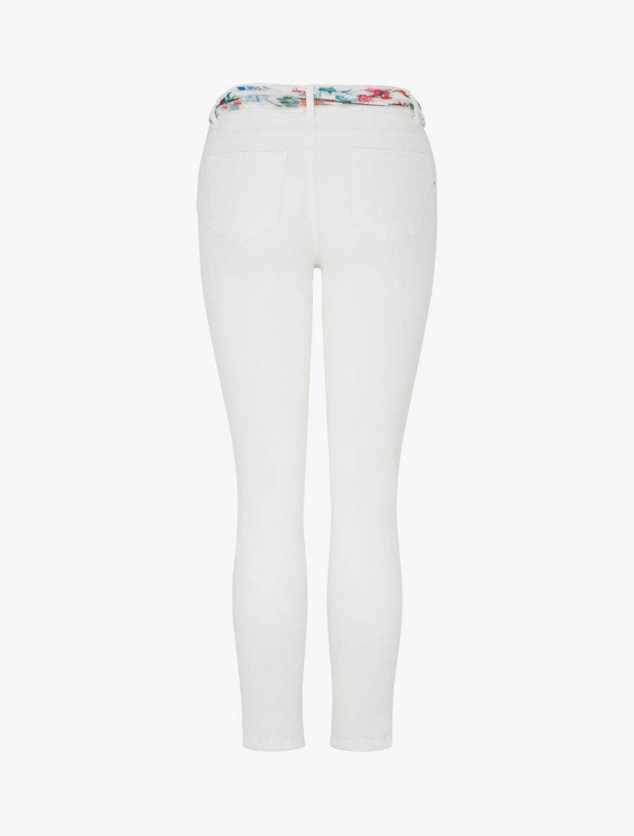 Jean skinny à ceinture imprimée - Blanc - 2