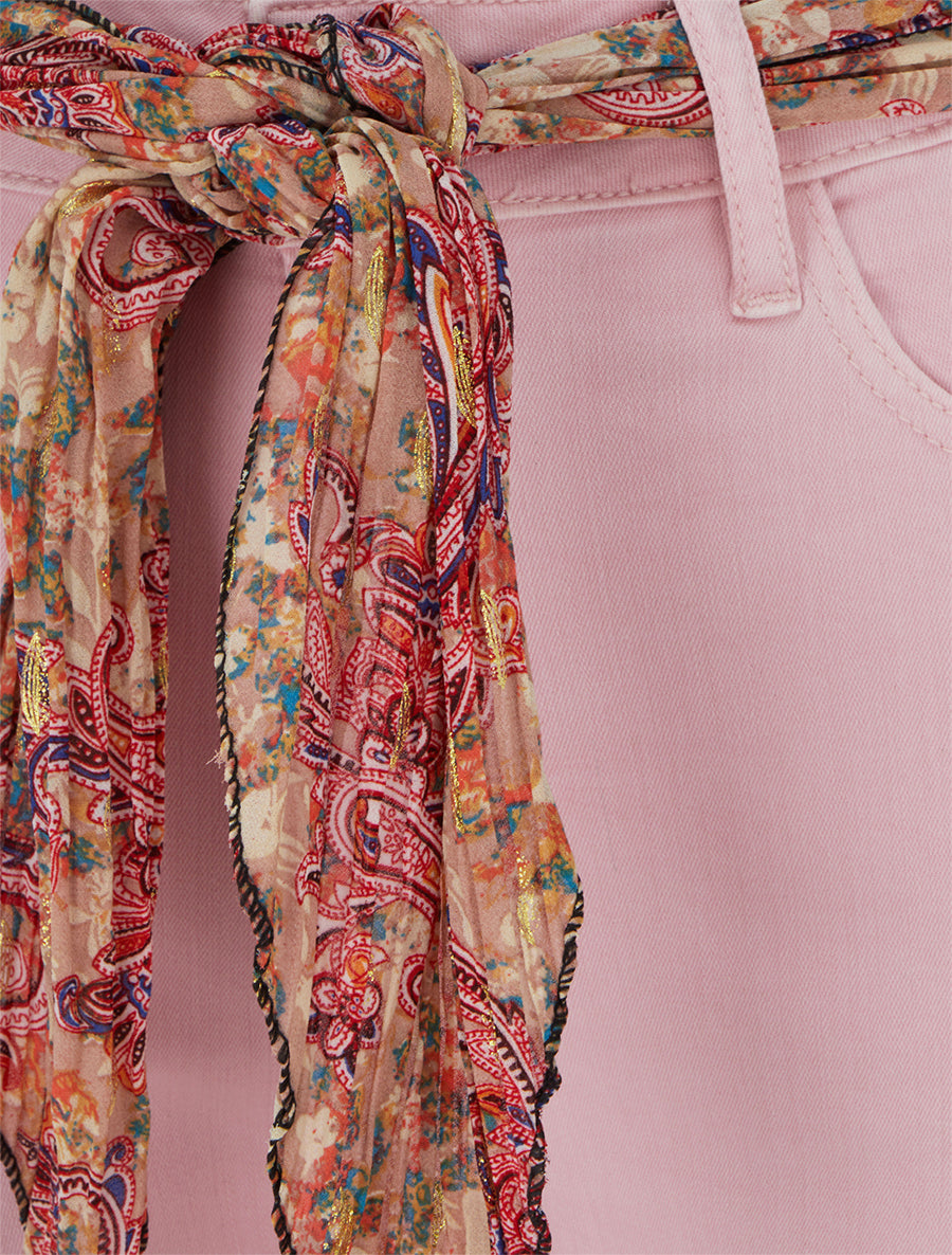 Jean skinny à ceinture imprimée - Rose pâle - 3