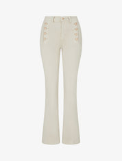 Jean droit taille standard boutonnée - Beige - 1