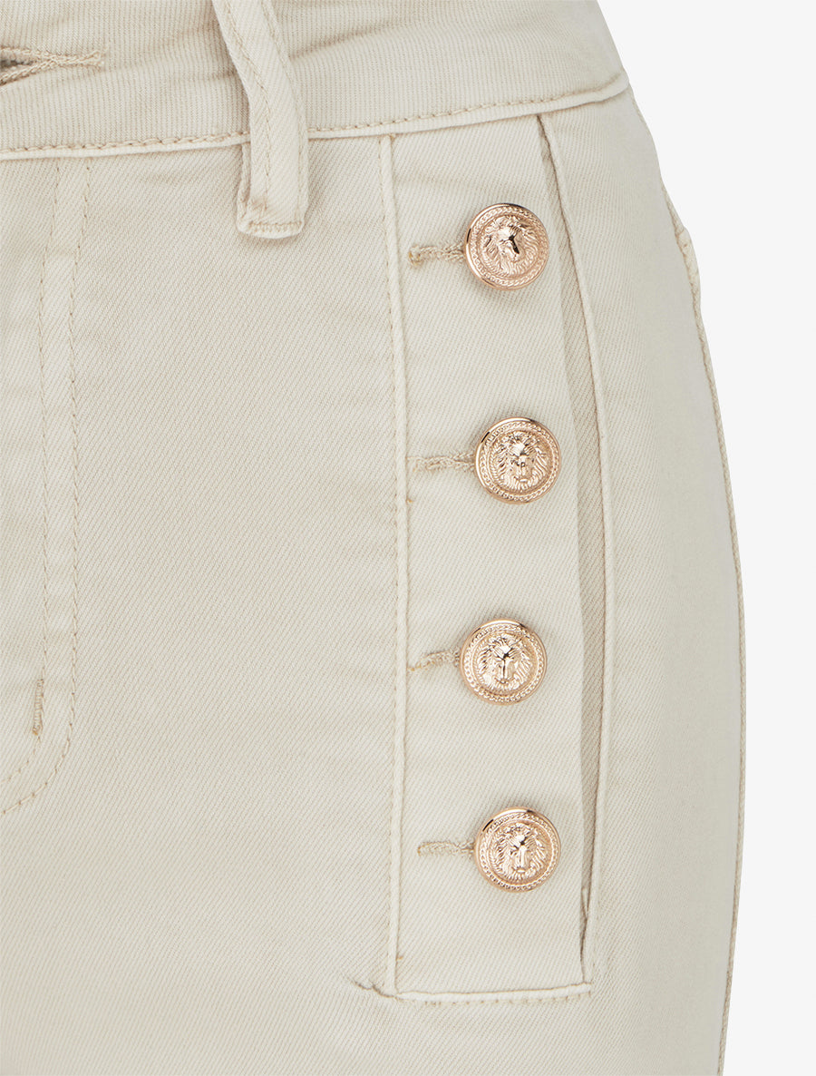 Jean droit taille standard boutonnée - Beige - 3