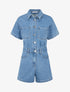 Combishort en jean manches courtes - Bleu - 1