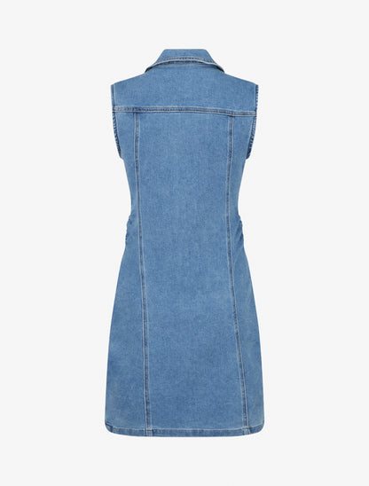 Robe en jean ajustée sans manches - Bleu - 2