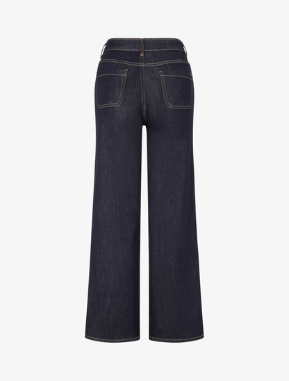 Jean wide leg à boutons décoratifs coupe droite - Bleu brut - 2