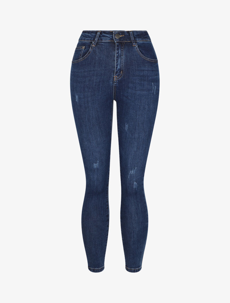 Jean skinny à griffures - Bleu denim - 4