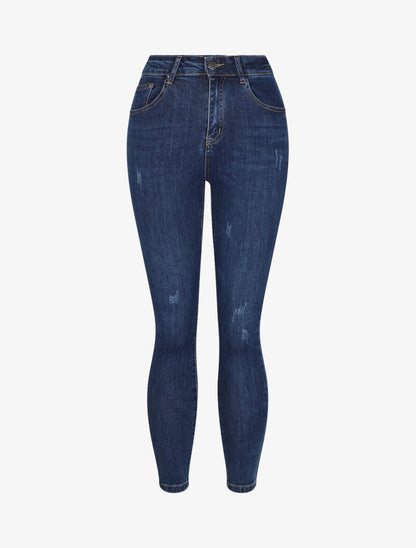 Jean skinny à griffures - Bleu denim - 4