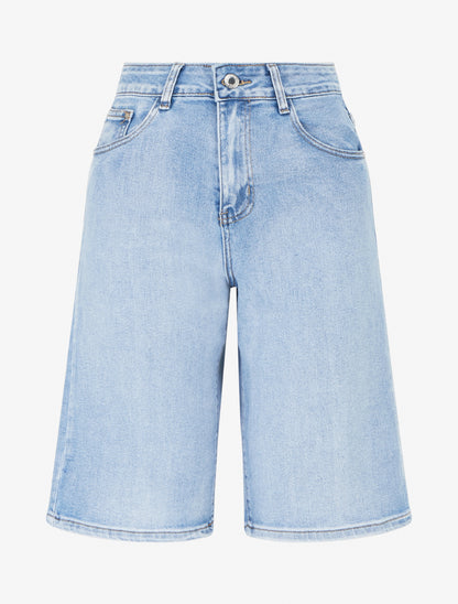 Bermuda wide leg coupe droite - Bleu clair - 1