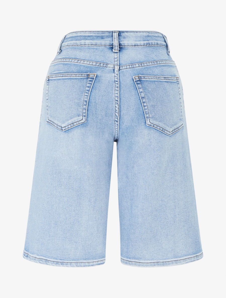 Bermuda wide leg coupe droite - Bleu clair - 2
