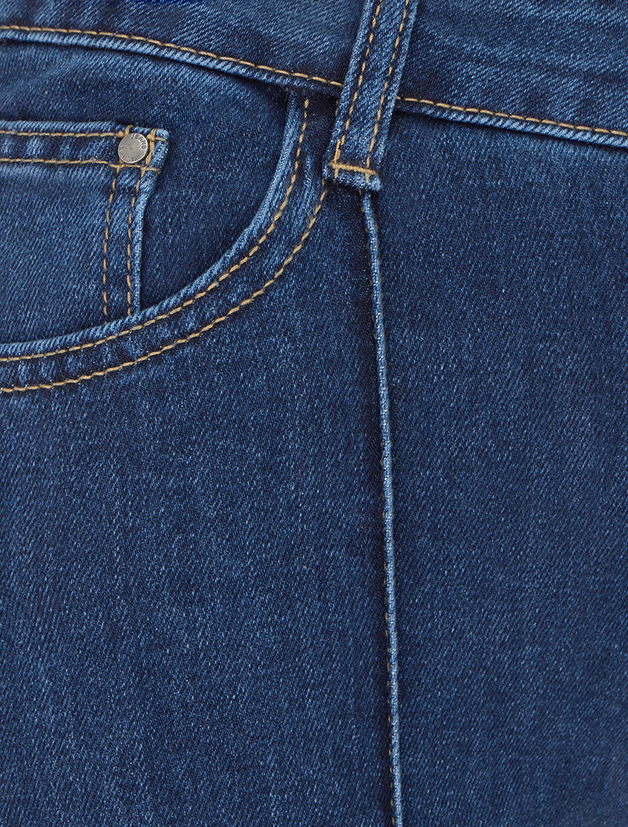 Jean wide leg à surpiqûres - Bleu - 3